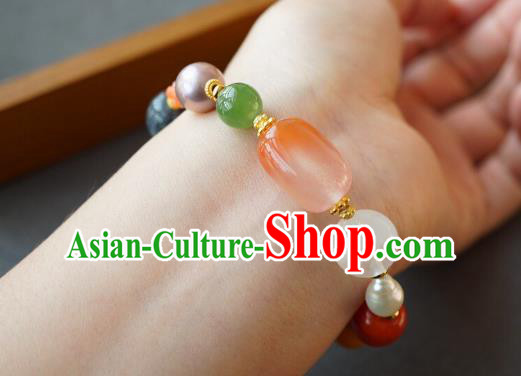 Chinese Handmade National Agate Bracelet Traditional Cheongsam Gems Wristlet Accessories Chinese Handmade National Agate Bracelet Traditional Cheongsam Gems Wristlet Accessories