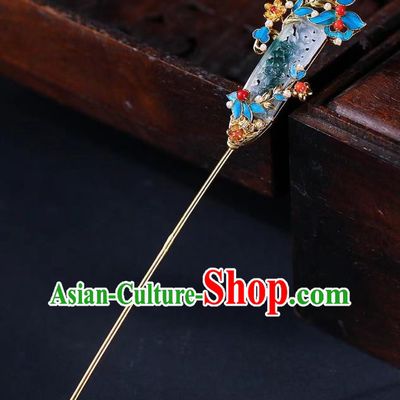 China Traditional Hair Accessories Handmade Jade Carving Hairpin