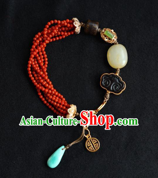 Chinese Handmade National Bracelet Traditional Cheongsam Red Beads Wristlet Accessories Chinese Handmade National Bracelet Traditional Cheongsam Red Beads Wristlet Accessories