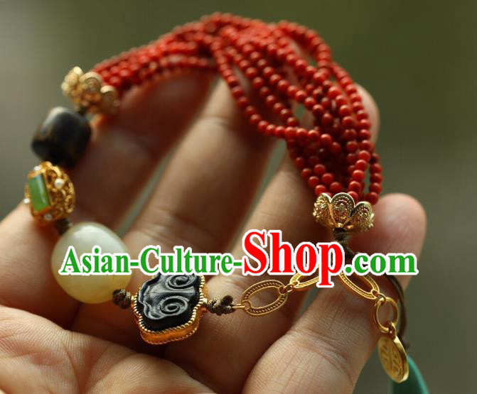 Chinese Handmade National Bracelet Traditional Cheongsam Red Beads Wristlet Accessories Chinese Handmade National Bracelet Traditional Cheongsam Red Beads Wristlet Accessories