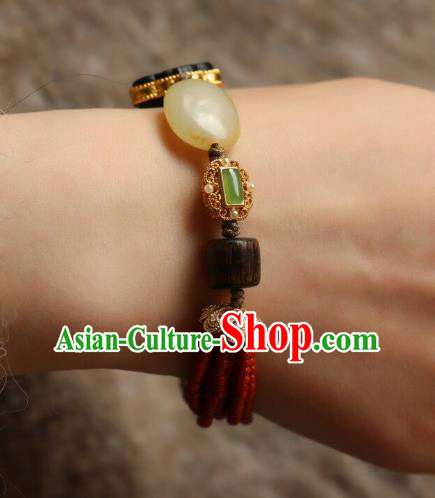 Chinese Handmade National Bracelet Traditional Cheongsam Red Beads Wristlet Accessories Chinese Handmade National Bracelet Traditional Cheongsam Red Beads Wristlet Accessories