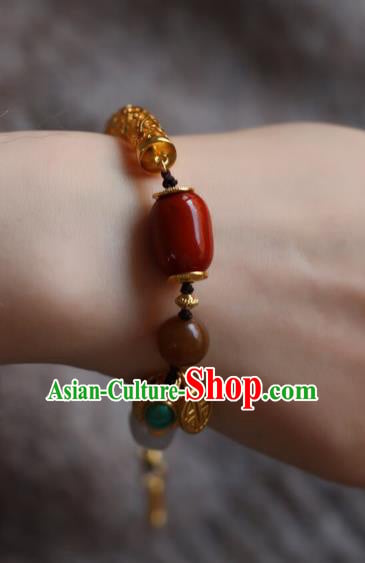 Chinese Traditional Cheongsam Golden Wristlet Accessories National Agate Bracelet Chinese Traditional Cheongsam Golden Wristlet Accessories National Agate Bracelet