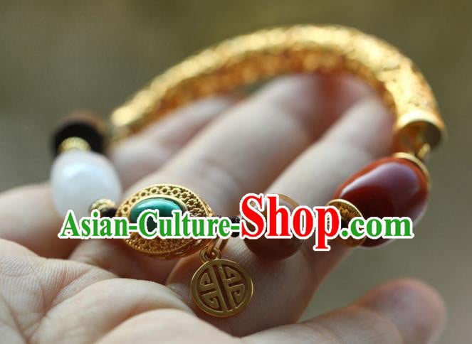 Chinese Traditional Cheongsam Golden Wristlet Accessories National Agate Bracelet Chinese Traditional Cheongsam Golden Wristlet Accessories National Agate Bracelet