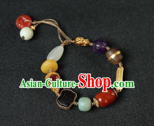Chinese Traditional Beeswax Wristlet Accessories National Cheongsam Garnet Gourd Bracelet Chinese Traditional Beeswax Wristlet Accessories National Cheongsam Garnet Gourd Bracelet