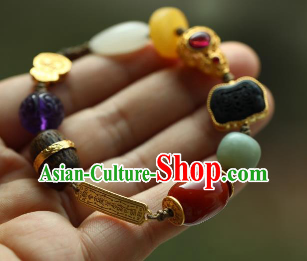 Chinese Traditional Beeswax Wristlet Accessories National Cheongsam Garnet Gourd Bracelet Chinese Traditional Beeswax Wristlet Accessories National Cheongsam Garnet Gourd Bracelet