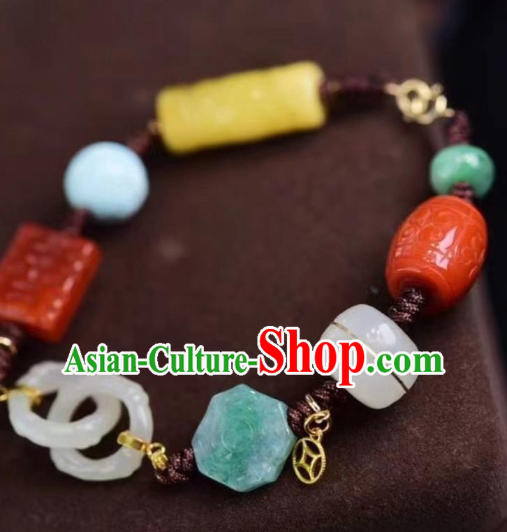 Chinese Traditional Agate Carving Wristlet Accessories National Cheongsam Wedding Bracelet Chinese Traditional Agate Carving Wristlet Accessories National Cheongsam Wedding Bracelet
