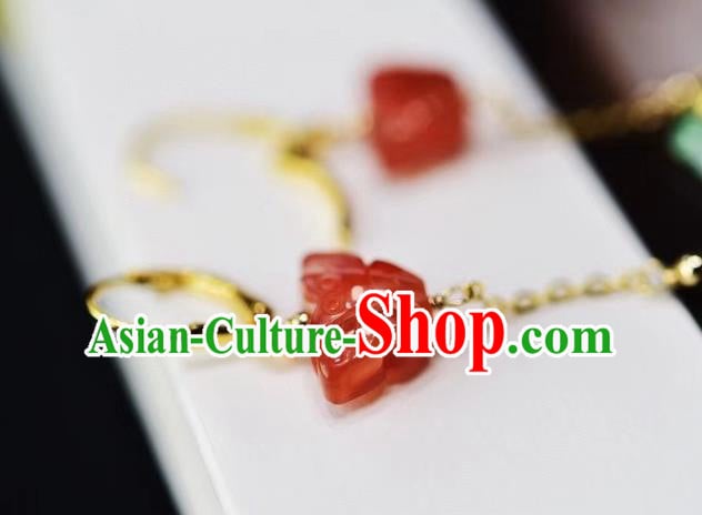 Chinese Handmade Jade Ear Accessories Traditional Cheongsam Agate Butterfly Earrings Chinese Handmade Jade Ear Accessories Traditional Cheongsam Agate Butterfly Earrings