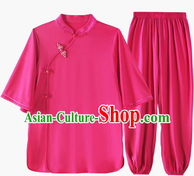 China Traditional Summer Tai Chi Training Martial Arts Clothing Kung Fu Rosy Uniforms China Traditional Summer Tai Chi Training Martial Arts Clothing Kung Fu Rosy Uniforms
