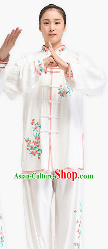 China Kung Fu Costume Tai Chi Clothing Printing White Flax Uniforms China Kung Fu Costume Tai Chi Clothing Printing White Flax Uniforms