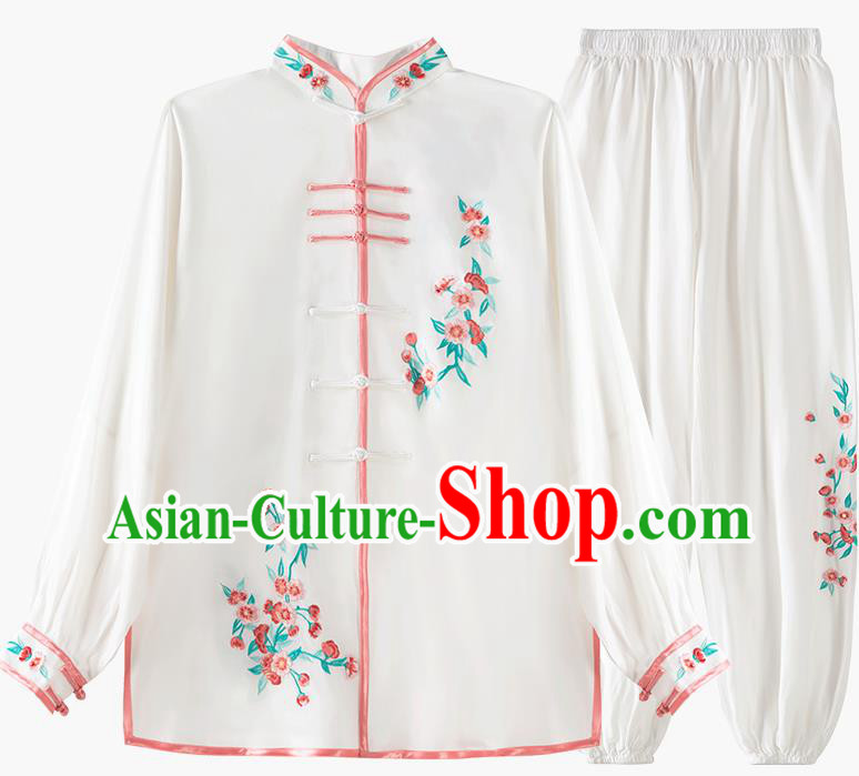 China Kung Fu Costume Tai Chi Clothing Printing White Flax Uniforms China Kung Fu Costume Tai Chi Clothing Printing White Flax Uniforms