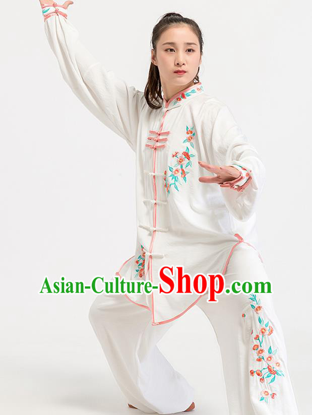China Kung Fu Costume Tai Chi Clothing Printing White Flax Uniforms China Kung Fu Costume Tai Chi Clothing Printing White Flax Uniforms