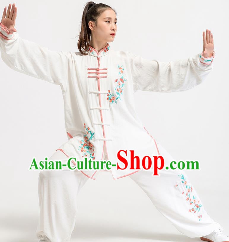 China Kung Fu Costume Tai Chi Clothing Printing White Flax Uniforms China Kung Fu Costume Tai Chi Clothing Printing White Flax Uniforms