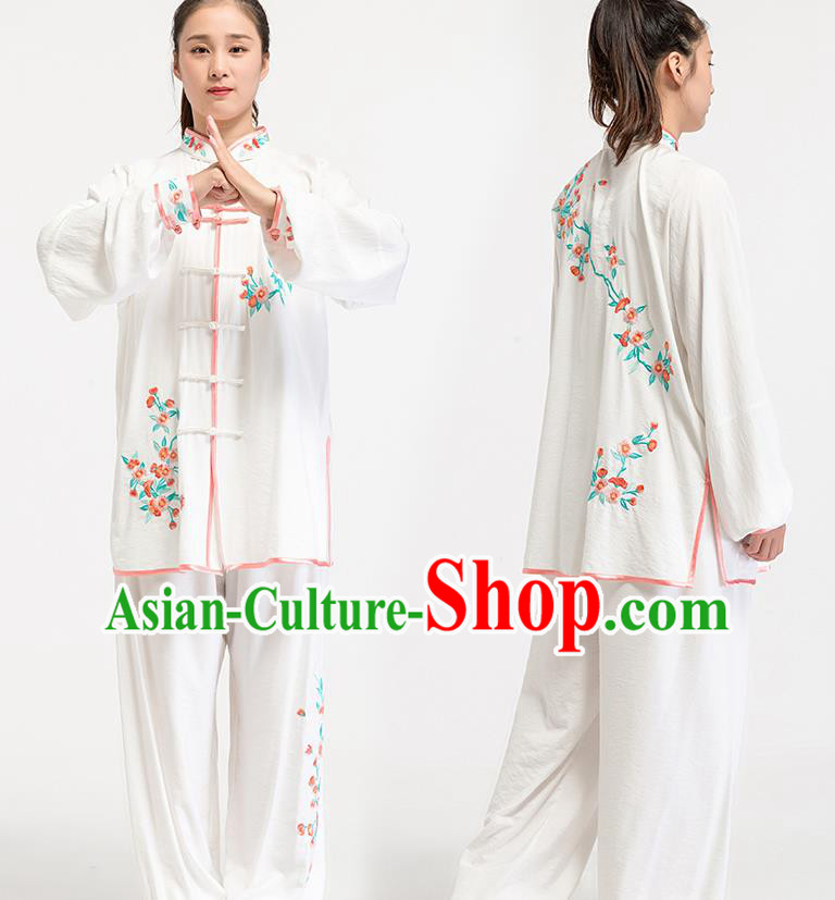 China Kung Fu Costume Tai Chi Clothing Printing White Flax Uniforms China Kung Fu Costume Tai Chi Clothing Printing White Flax Uniforms