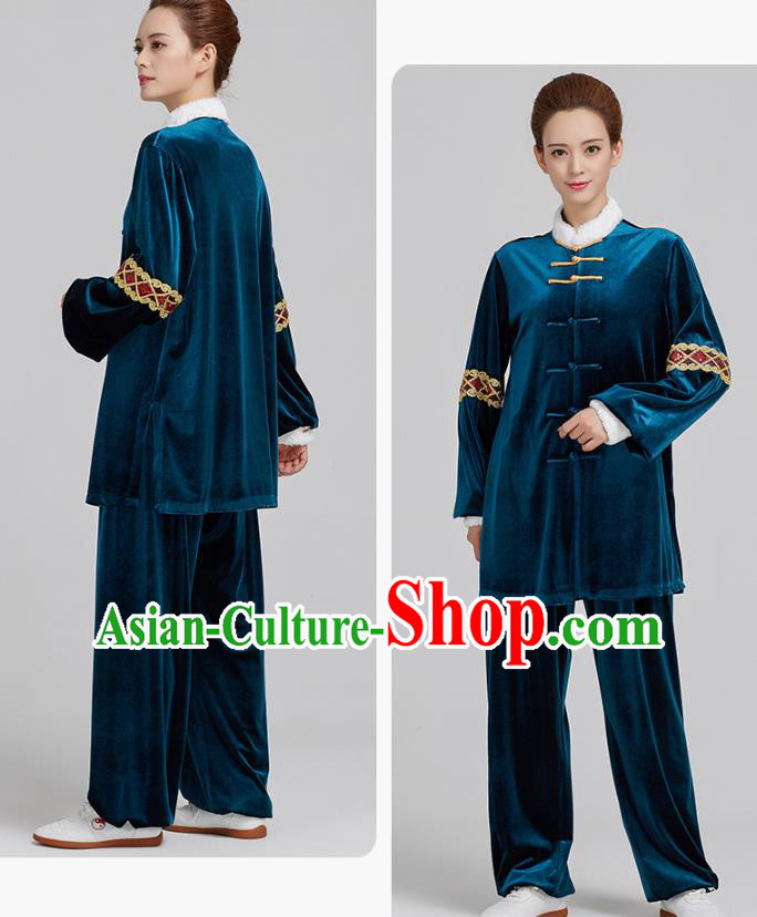 China Kung Fu Costume Tai Chi Clothing Martial Arts Navy Pleuche Uniforms China Kung Fu Costume Tai Chi Clothing Martial Arts Navy Pleuche Uniforms