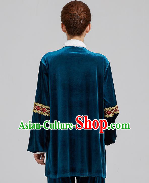 China Kung Fu Costume Tai Chi Clothing Martial Arts Navy Pleuche Uniforms China Kung Fu Costume Tai Chi Clothing Martial Arts Navy Pleuche Uniforms
