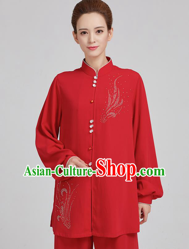 China Martial Arts Red Uniforms Kung Fu Costume Tai Chi Exercise Clothing China Martial Arts Red Uniforms Kung Fu Costume Tai Chi Exercise Clothing