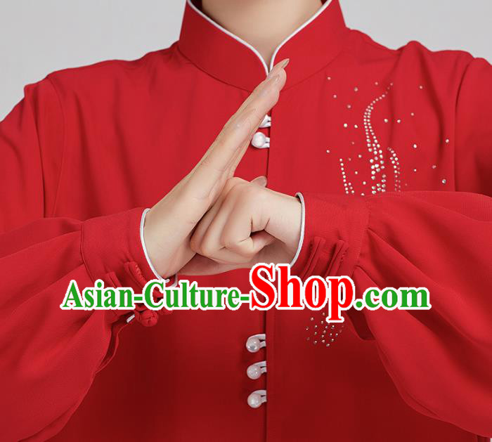 China Martial Arts Red Uniforms Kung Fu Costume Tai Chi Exercise Clothing China Martial Arts Red Uniforms Kung Fu Costume Tai Chi Exercise Clothing
