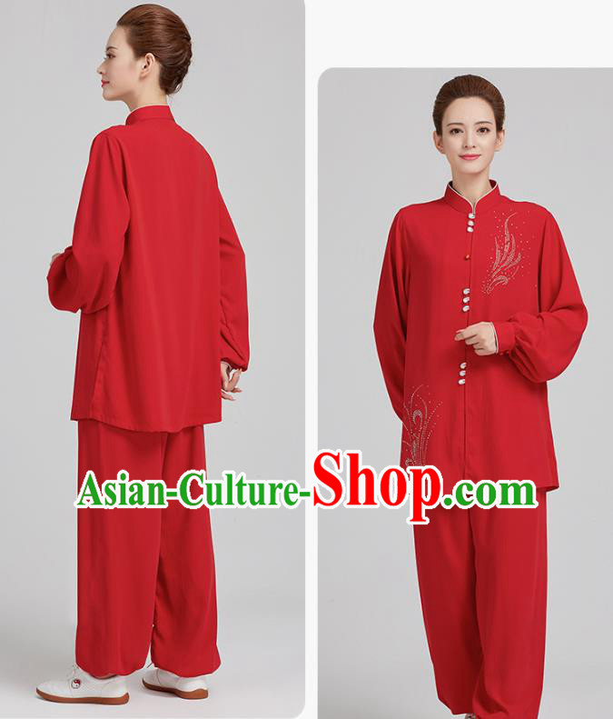 China Martial Arts Red Uniforms Kung Fu Costume Tai Chi Exercise Clothing China Martial Arts Red Uniforms Kung Fu Costume Tai Chi Exercise Clothing