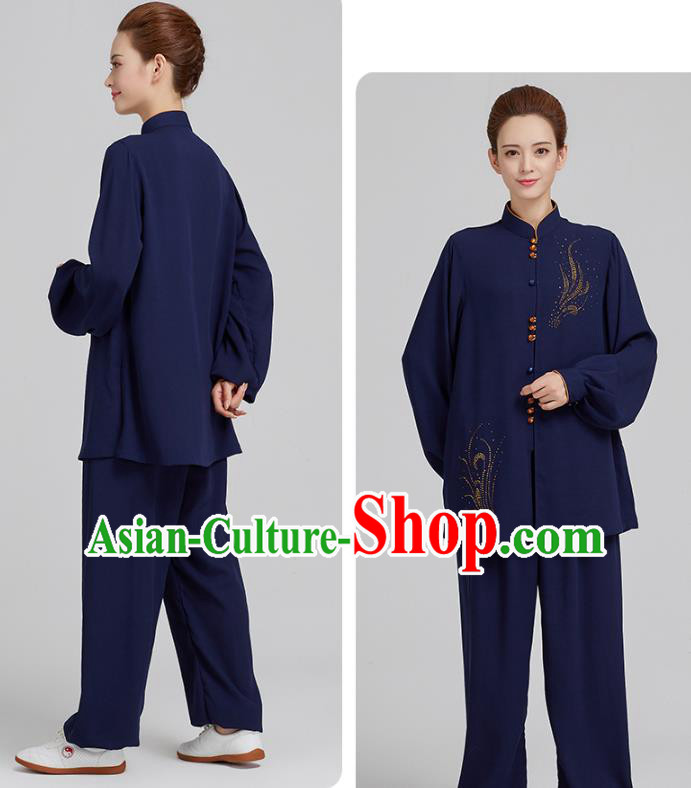China Kung Fu Costume Tai Chi Exercise Clothing Martial Arts Navy Uniforms China Kung Fu Costume Tai Chi Exercise Clothing Martial Arts Navy Uniforms