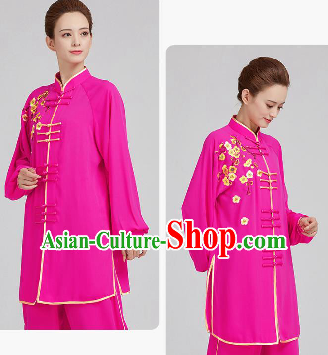 China Tai Chi Training Embroidered Plum Blossom Rosy Uniforms Top Kung Fu Costumes China Tai Chi Training Embroidered Plum Blossom Rosy Uniforms Top Kung Fu Costumes