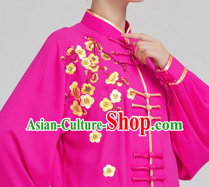 China Tai Chi Training Embroidered Plum Blossom Rosy Uniforms Top Kung Fu Costumes China Tai Chi Training Embroidered Plum Blossom Rosy Uniforms Top Kung Fu Costumes