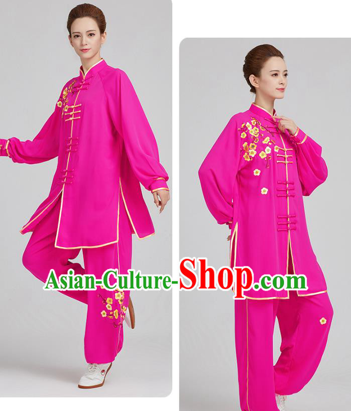 China Tai Chi Training Embroidered Plum Blossom Rosy Uniforms Top Kung Fu Costumes China Tai Chi Training Embroidered Plum Blossom Rosy Uniforms Top Kung Fu Costumes