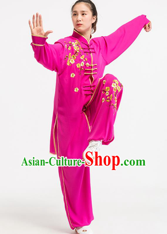 China Tai Chi Training Embroidered Plum Blossom Rosy Uniforms Top Kung Fu Costumes China Tai Chi Training Embroidered Plum Blossom Rosy Uniforms Top Kung Fu Costumes