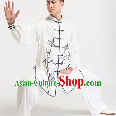 Chinese Kung Fu Uniforms Traditional Tai Chi Ink Painting Bamboo Costumes