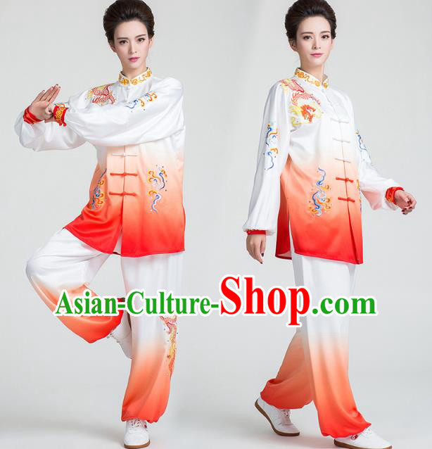 China Martial Arts Clothing Traditional Kung Fu Embroidered Cloud Dragon Red Uniforms China Martial Arts Clothing Traditional Kung Fu Embroidered Cloud Dragon Red Uniforms