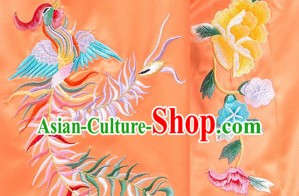 China Traditional Embroidered Phoenix Peony Orange Satin Uniforms Kung Fu Tai Chi Clothing China Traditional Embroidered Phoenix Peony Orange Satin Uniforms Kung Fu Tai Chi Clothing