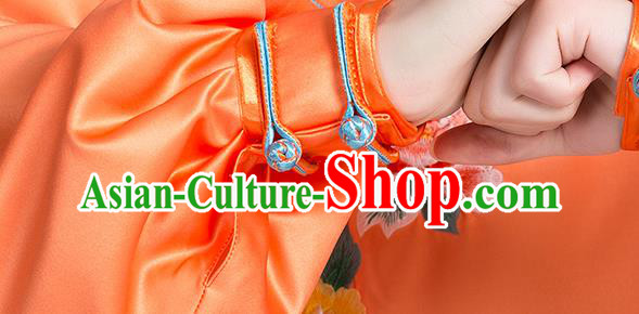 China Traditional Embroidered Phoenix Peony Orange Satin Uniforms Kung Fu Tai Chi Clothing China Traditional Embroidered Phoenix Peony Orange Satin Uniforms Kung Fu Tai Chi Clothing