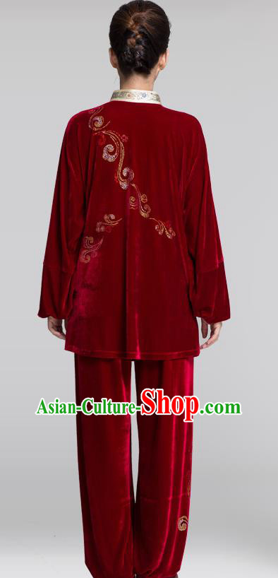 China Martial Arts Clothing Traditional Diamante Phoenix Red Pleuche Uniforms China Martial Arts Clothing Traditional Diamante Phoenix Red Pleuche Uniforms