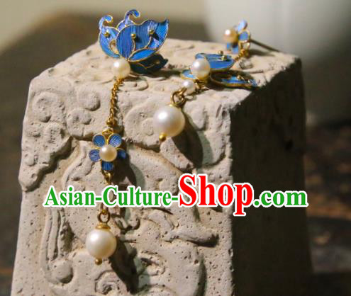 Handmade Chinese Butterfly Plum Ear Accessories Traditional Culture Jewelry Cheongsam Pearls Earrings Handmade Chinese Butterfly Plum Ear Accessories Traditional Culture Jewelry Cheongsam Pearls Earrings