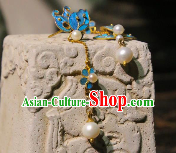 Handmade Chinese Butterfly Plum Ear Accessories Traditional Culture Jewelry Cheongsam Pearls Earrings Handmade Chinese Butterfly Plum Ear Accessories Traditional Culture Jewelry Cheongsam Pearls Earrings