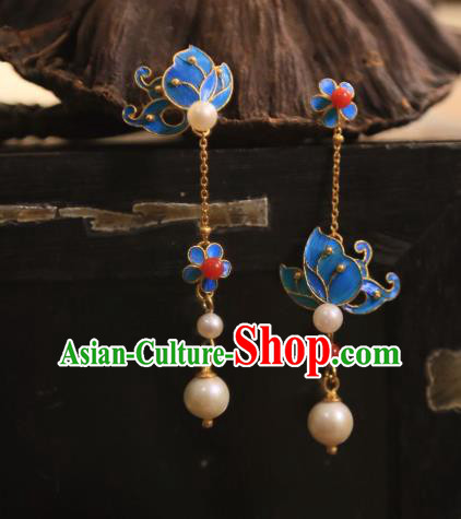 Handmade Chinese Butterfly Plum Ear Accessories Traditional Culture Jewelry Cheongsam Pearls Earrings Handmade Chinese Butterfly Plum Ear Accessories Traditional Culture Jewelry Cheongsam Pearls Earrings