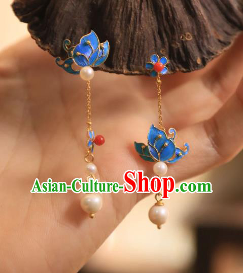 Handmade Chinese Butterfly Plum Ear Accessories Traditional Culture Jewelry Cheongsam Pearls Earrings Handmade Chinese Butterfly Plum Ear Accessories Traditional Culture Jewelry Cheongsam Pearls Earrings