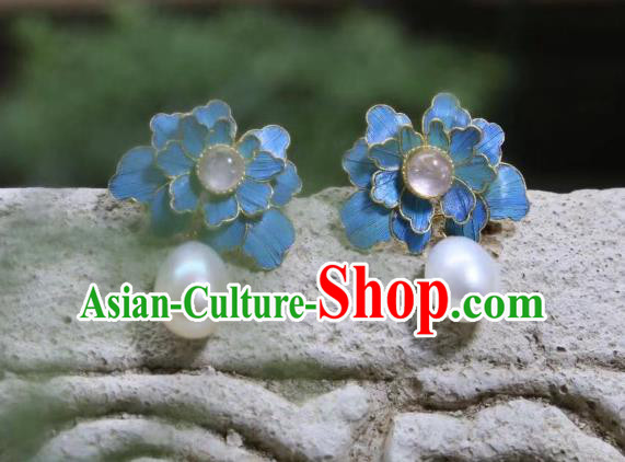 Handmade Chinese Pearl Ear Accessories Traditional Culture Jewelry Cheongsam Pink Tourmaline Earrings Handmade Chinese Pearl Ear Accessories Traditional Culture Jewelry Cheongsam Pink Tourmaline Earrings