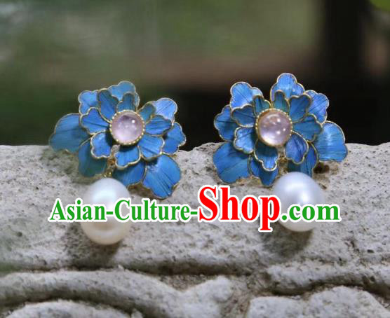 Handmade Chinese Pearl Ear Accessories Traditional Culture Jewelry Cheongsam Pink Tourmaline Earrings Handmade Chinese Pearl Ear Accessories Traditional Culture Jewelry Cheongsam Pink Tourmaline Earrings