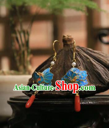 Handmade Chinese Blue Peony Ear Accessories Traditional Culture Jewelry Cheongsam Agate Earrings Handmade Chinese Blue Peony Ear Accessories Traditional Culture Jewelry Cheongsam Agate Earrings