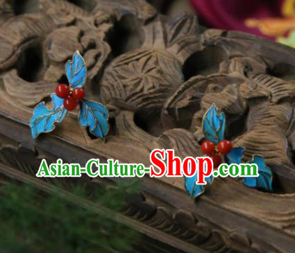 Handmade Chinese Red Berry Ear Accessories Traditional Culture Jewelry Cheongsam Earrings Handmade Chinese Red Berry Ear Accessories Traditional Culture Jewelry Cheongsam Earrings