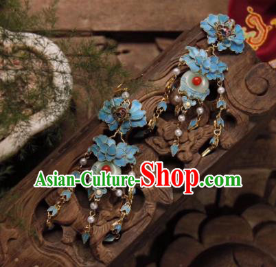 Handmade Chinese Jadeite Peace Buckle Ear Accessories Traditional Culture Jewelry Cheongsam Tassel Earrings Handmade Chinese Jadeite Peace Buckle Ear Accessories Traditional Culture Jewelry Cheongsam Tassel Earrings