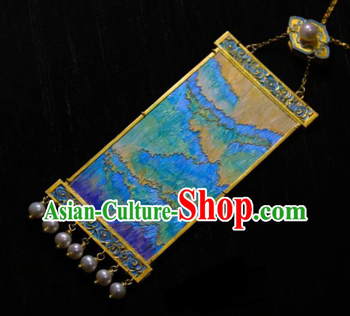 China Traditional Landscape Necklace Accessories Handmade Necklet Cloisonne Pendant China Traditional Landscape Necklace Accessories Handmade Necklet Cloisonne Pendant