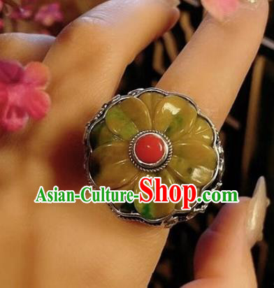 Chinese National Jadeite Ring Jewelry Traditional Handmade Silver Circlet Accessories Chinese National Jadeite Ring Jewelry Traditional Handmade Silver Circlet Accessories
