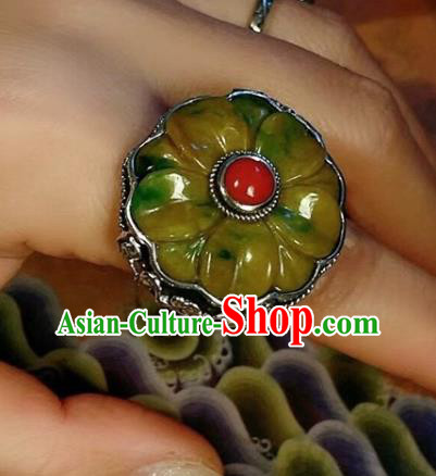 Chinese National Jadeite Ring Jewelry Traditional Handmade Silver Circlet Accessories Chinese National Jadeite Ring Jewelry Traditional Handmade Silver Circlet Accessories
