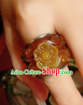 Chinese National Ring Silver Jewelry Traditional Handmade Jadeite Carving Plum Circlet Accessories Chinese National Ring Silver Jewelry Traditional Handmade Jadeite Carving Plum Circlet Accessories
