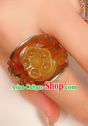 Chinese National Ring Silver Jewelry Traditional Handmade Jadeite Carving Plum Circlet Accessories Chinese National Ring Silver Jewelry Traditional Handmade Jadeite Carving Plum Circlet Accessories