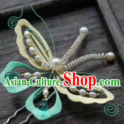 China Traditional Hair Accessories Handmade Ancient Princess Pearls Hair Stick Song Dynasty Butterfly Hairpin