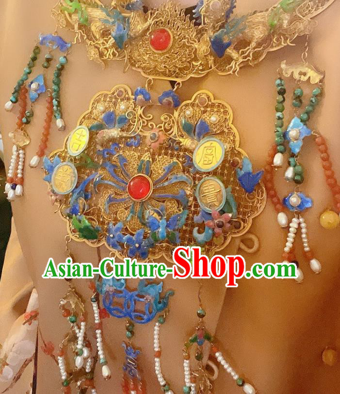 China Traditional Cloisonne Necklace Accessories Handmade Filigree Necklet Pearls Tassel Pendant China Traditional Cloisonne Necklace Accessories Handmade Filigree Necklet Pearls Tassel Pendant