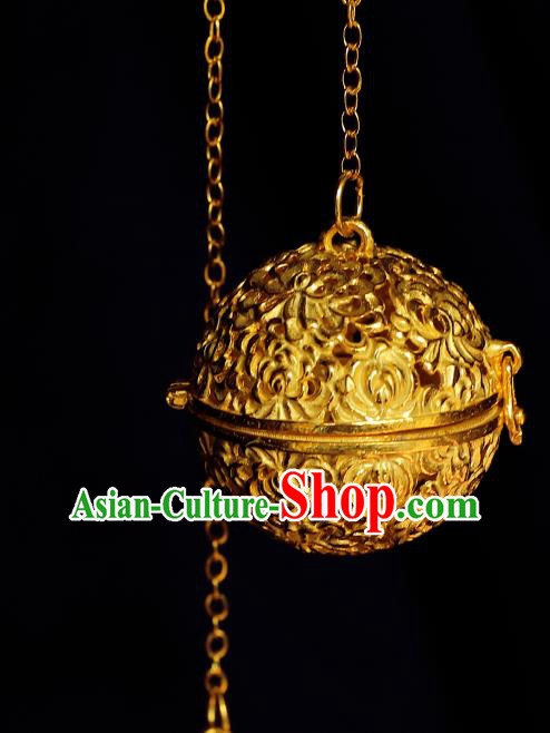 China Traditional Waist Accessories Ancient Princess Golden Lotus Sachet Pendant China Traditional Waist Accessories Ancient Princess Golden Lotus Sachet Pendant