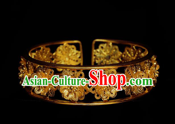 Handmade Chinese Wedding Bangle Jewelry Traditional Ming Dynasty Empress Golden Bracelet Accessories Handmade Chinese Wedding Bangle Jewelry Traditional Ming Dynasty Empress Golden Bracelet Accessories